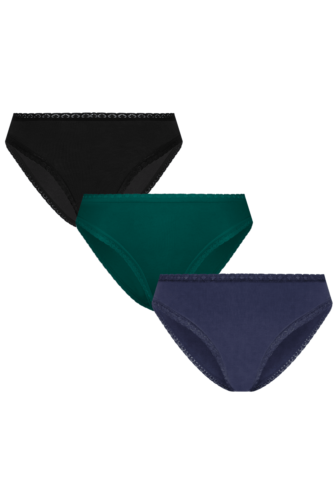 Bio-Baumwoll-Slip mit Spitze – 3er Pack - Evermind.eco
