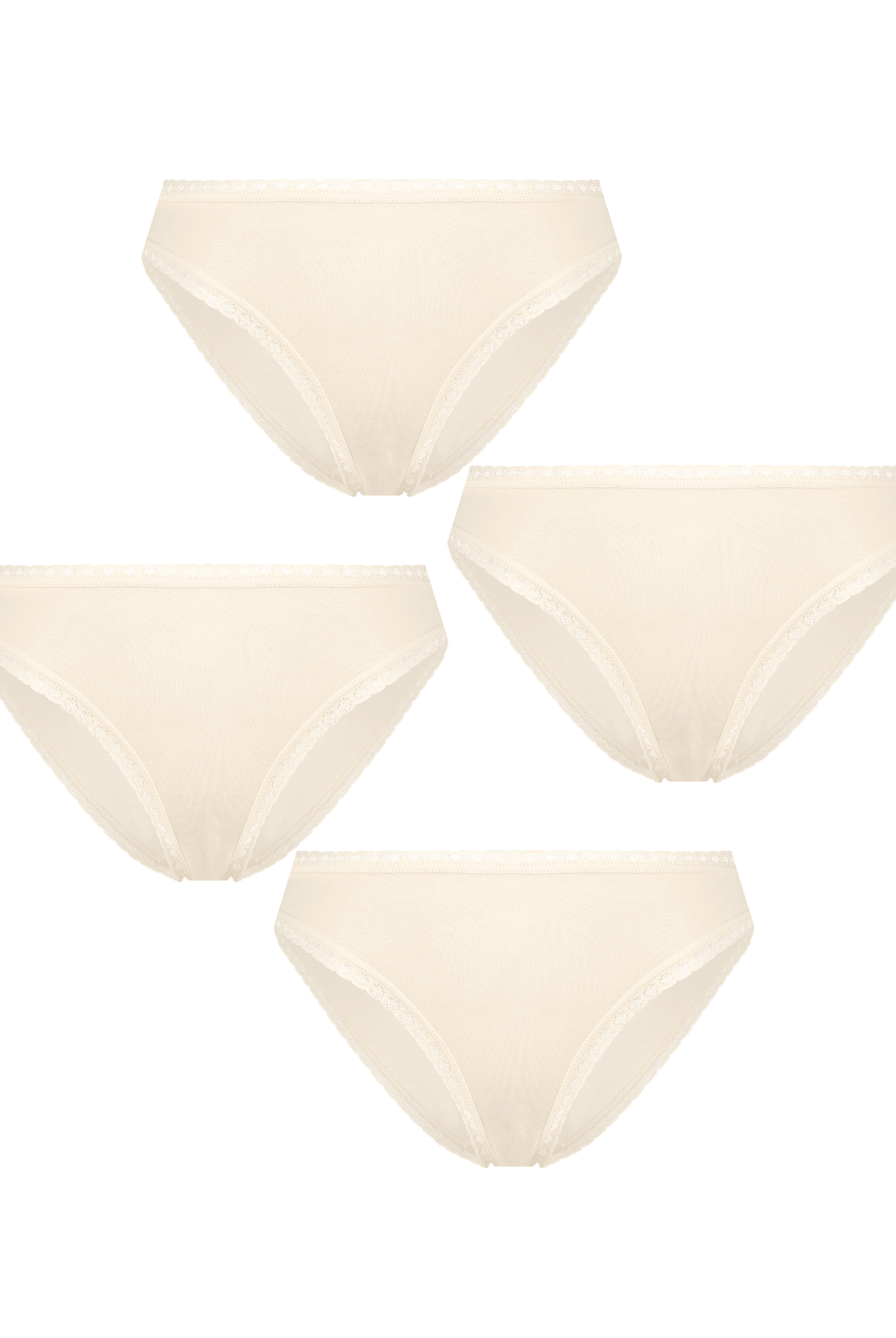 Bio-Baumwoll-Slip mit Spitze – 4er Pack - Evermind.eco