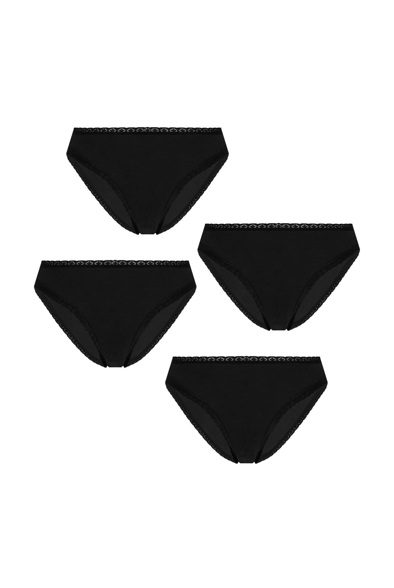 Bio-Baumwoll-Slip mit Spitze – 4er Pack - Evermind.eco