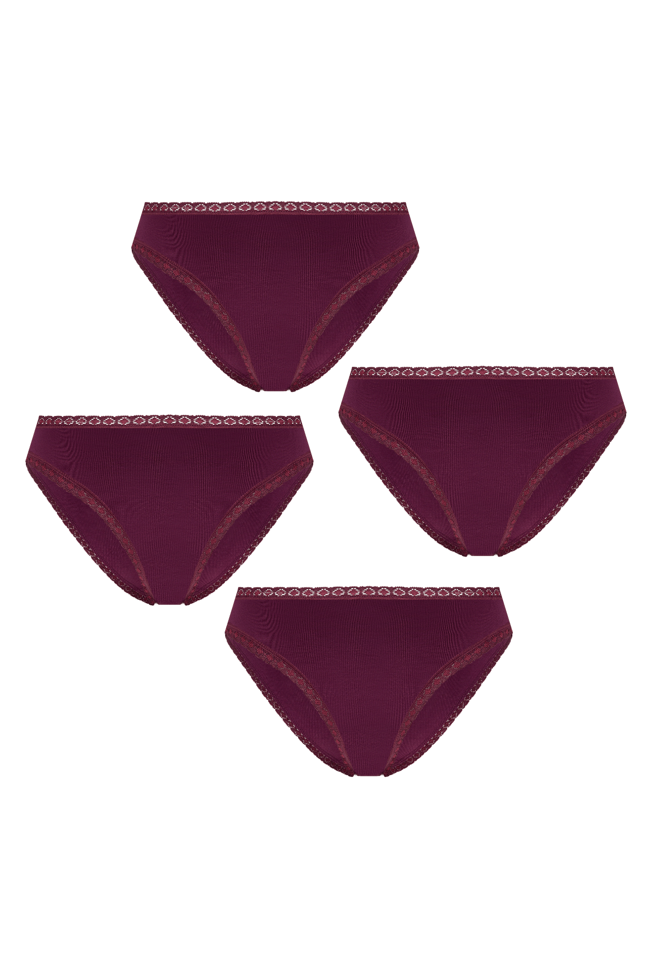 Bio-Baumwoll-Slip mit Spitze – 4er Pack - Evermind.eco