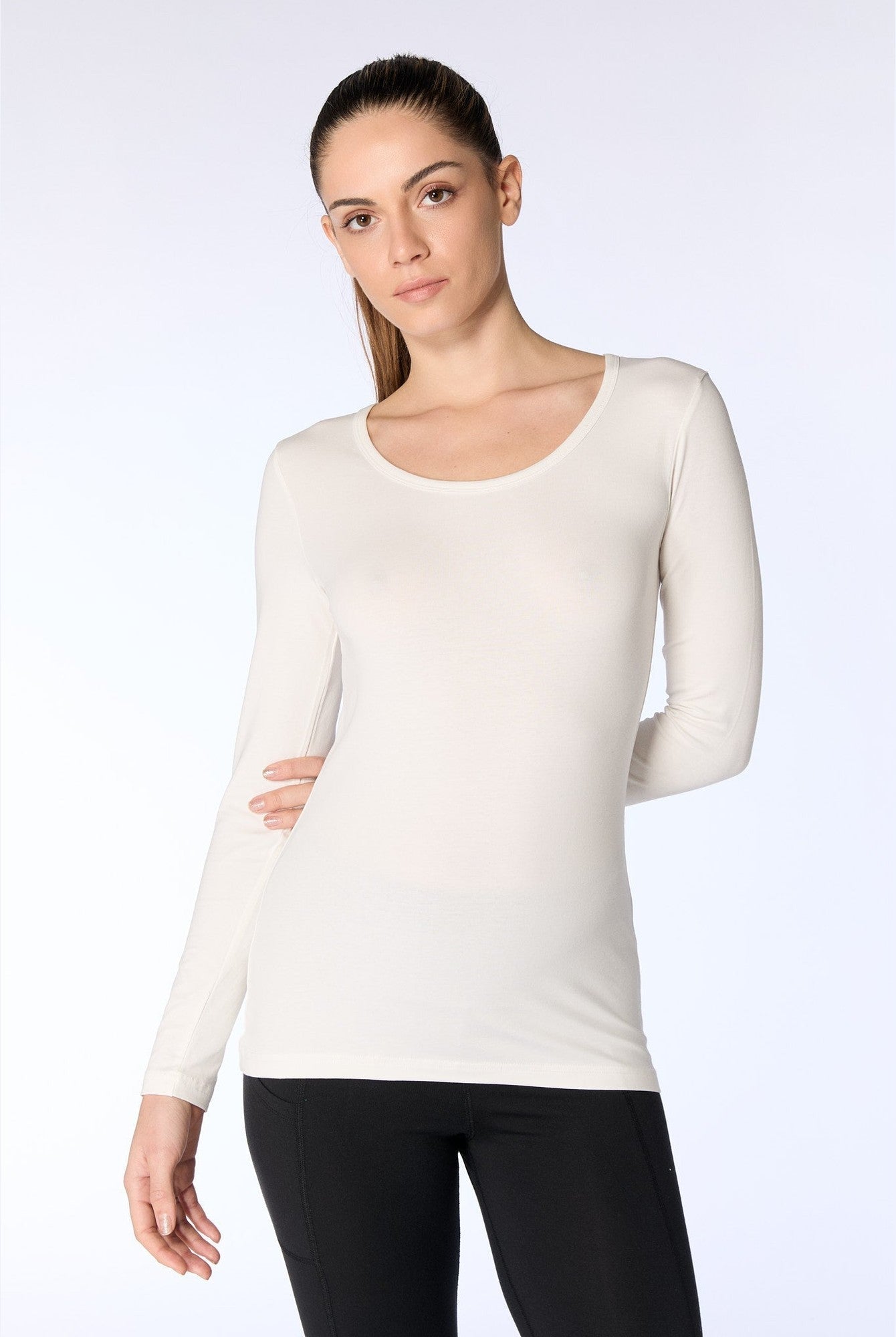 Damen Bio-Baumwoll Langarmshirt stretch - Evermind.eco