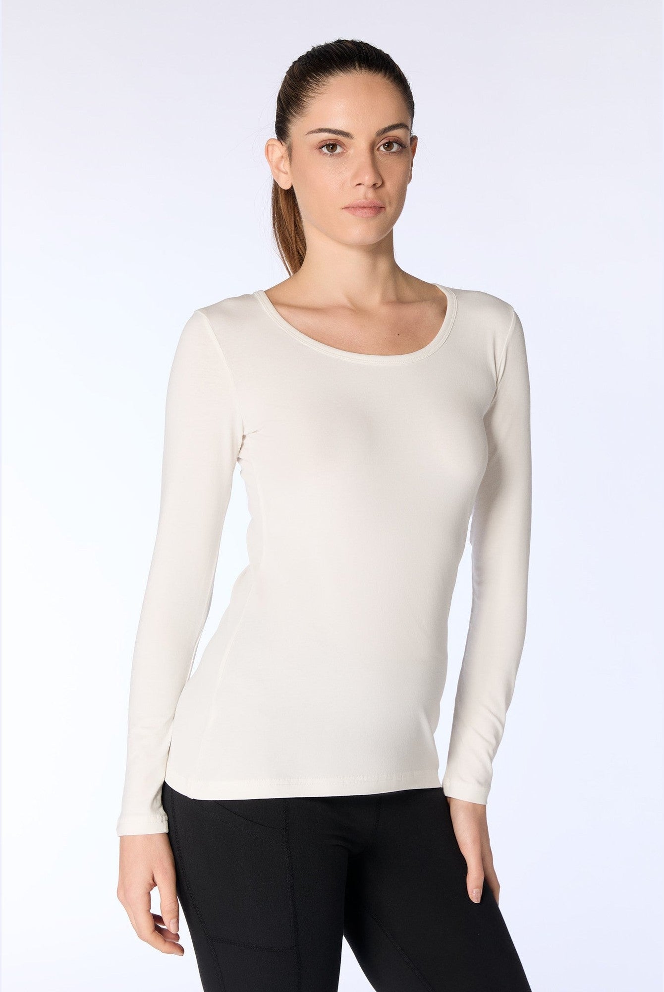 Damen Bio-Baumwoll Langarmshirt stretch - Evermind.eco