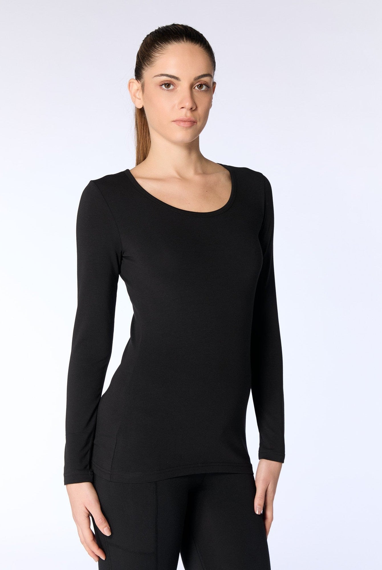 Damen Bio-Baumwoll Langarmshirt stretch - Evermind.eco