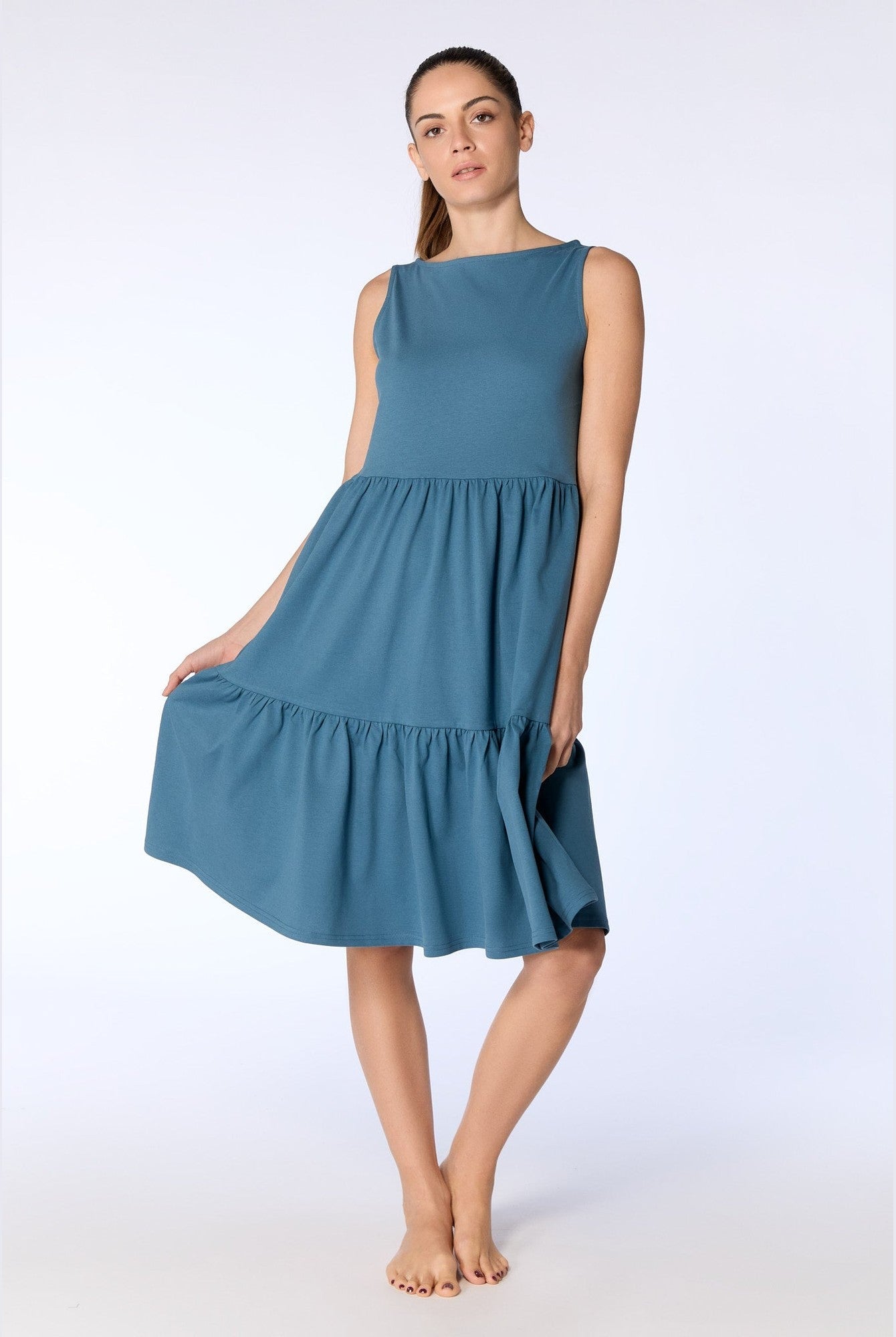 Damen Bio-Baumwoll-Volant-Sommerkleid - Evermind.eco