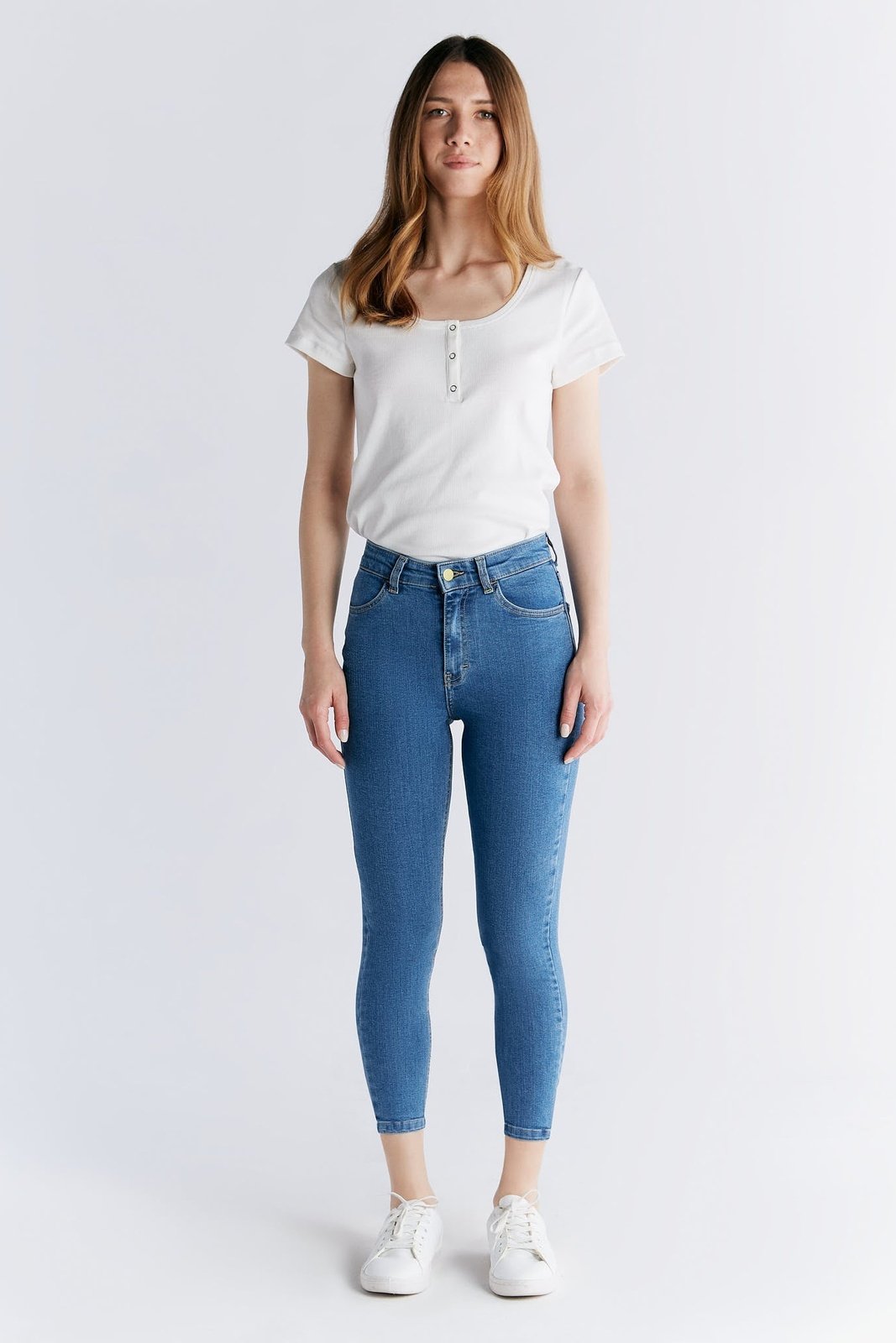 Damen Super Stretch Cropped Skinny Jeans - Evermind.eco
