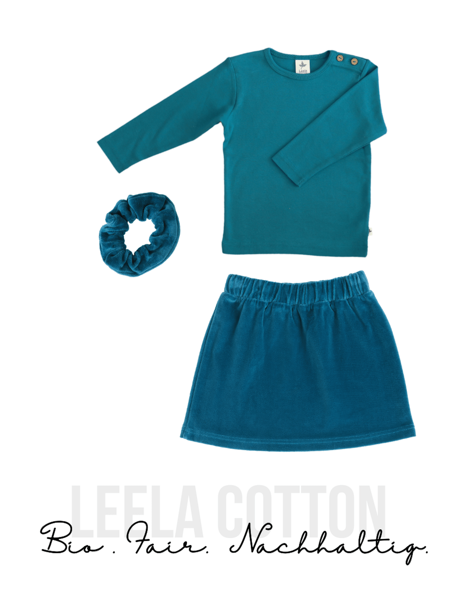 Mädchen-Set: Nicky-Rock, Shirt & Scrunchie - Evermind.eco