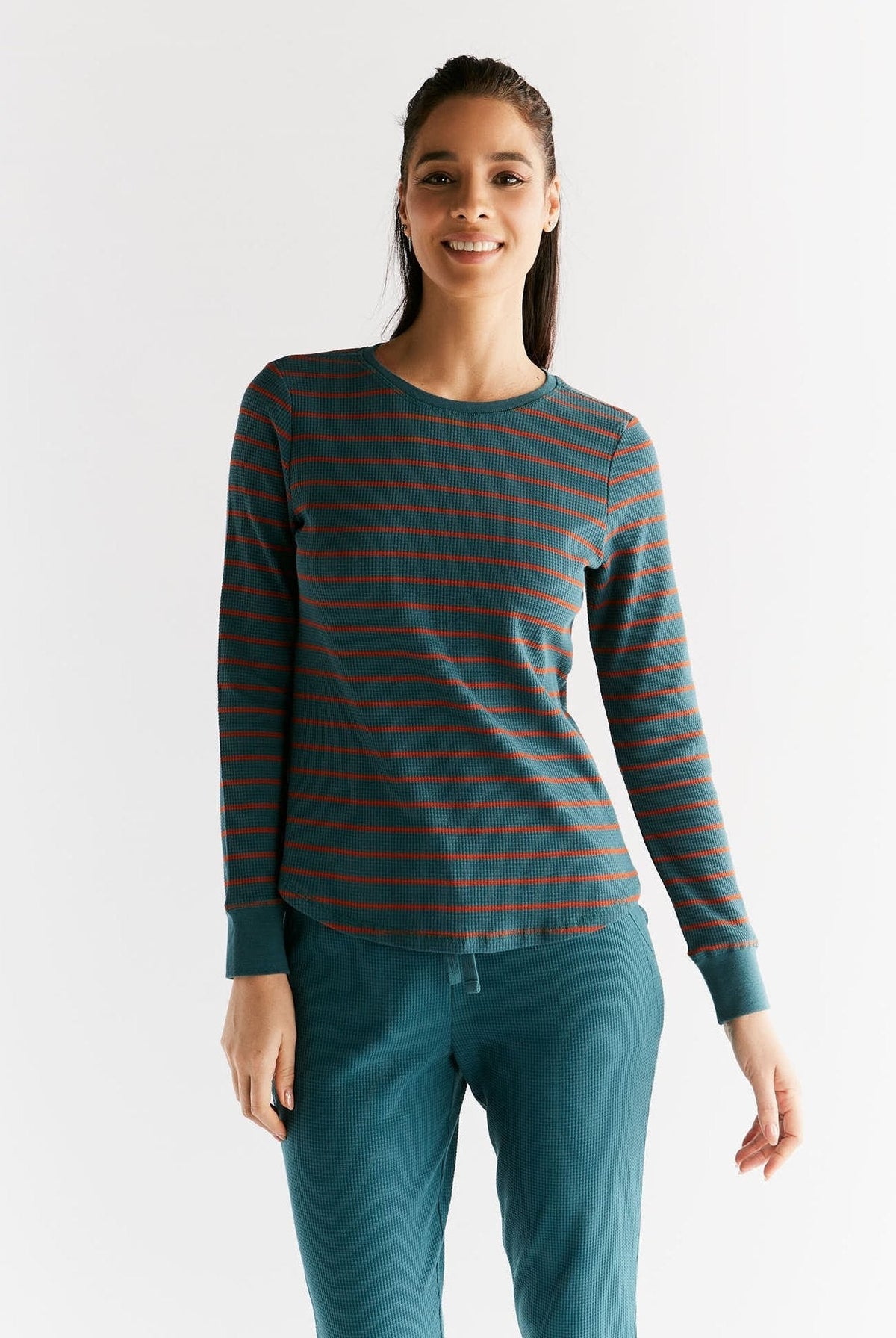 Waffel Strick Damen Langarmshirt - Evermind.eco
