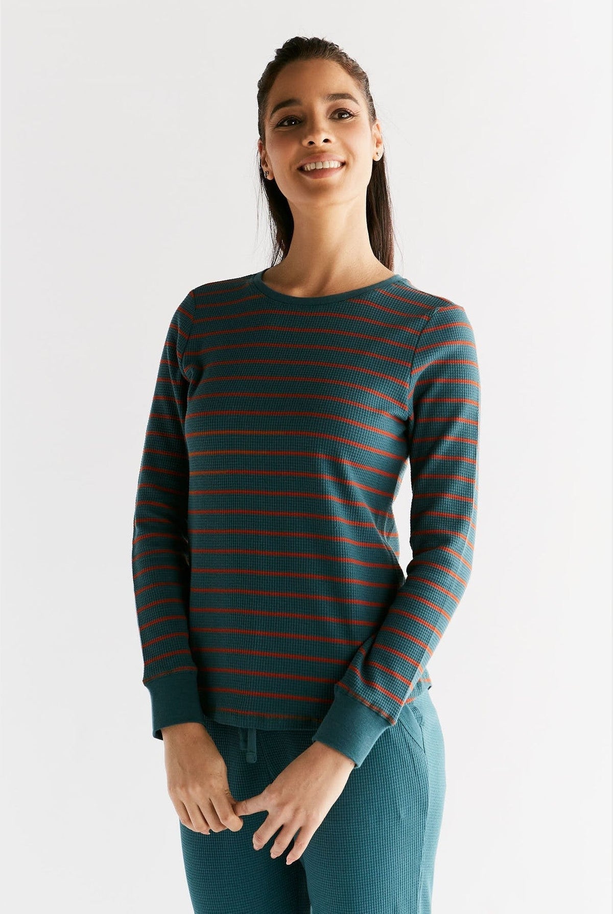 Waffel Strick Damen Langarmshirt - Evermind.eco