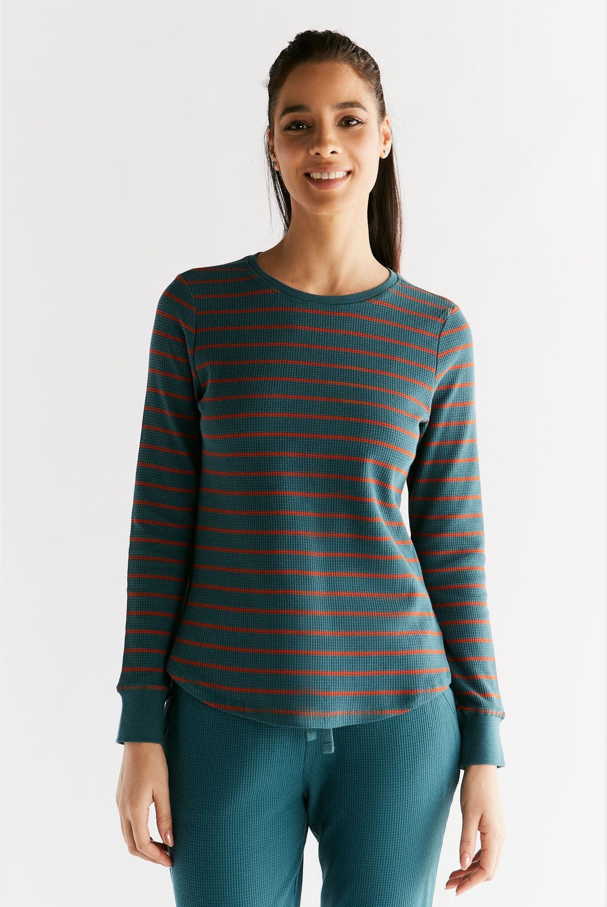 Waffel Strick Damen Langarmshirt - Evermind.eco