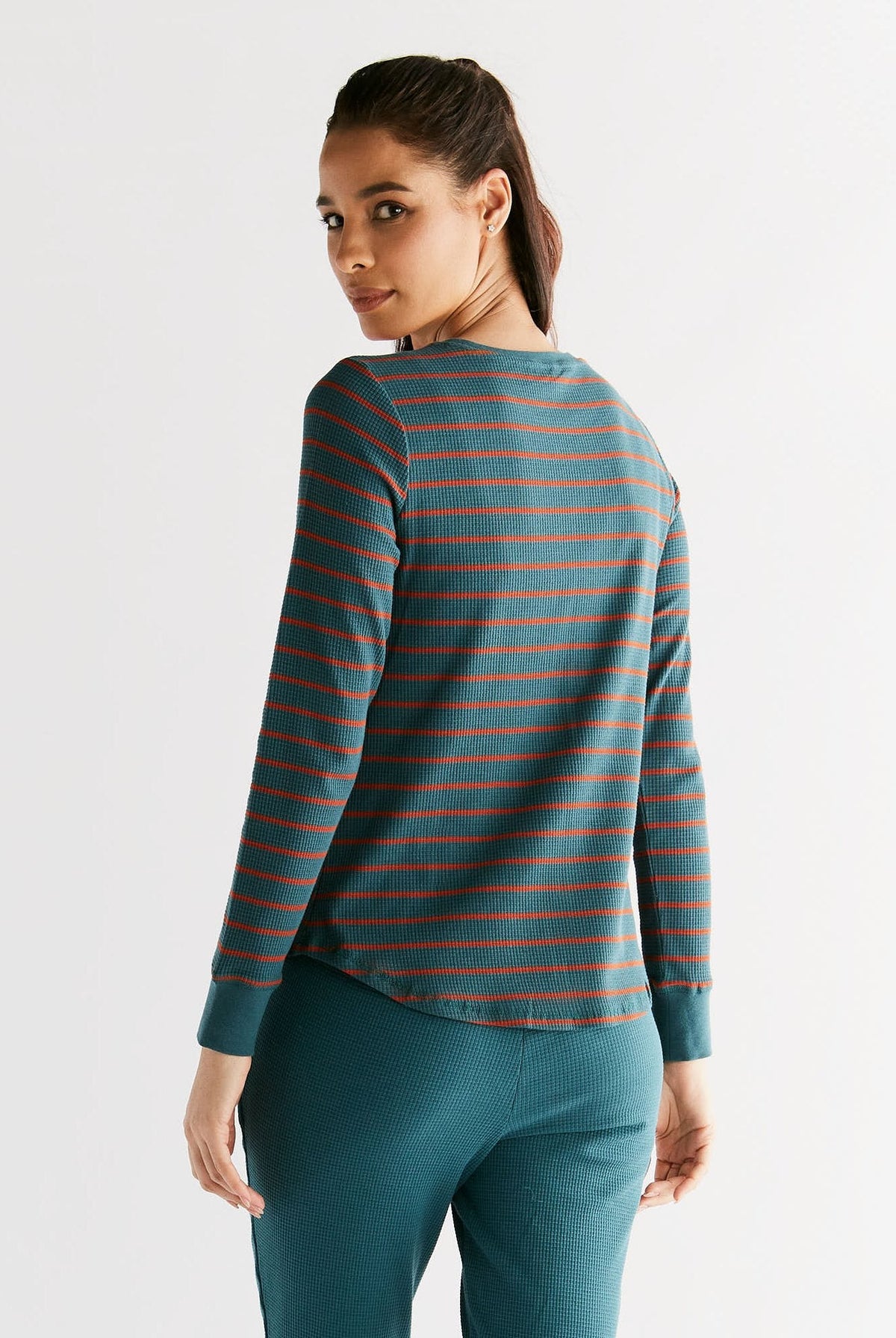 Waffel Strick Damen Langarmshirt - Evermind.eco