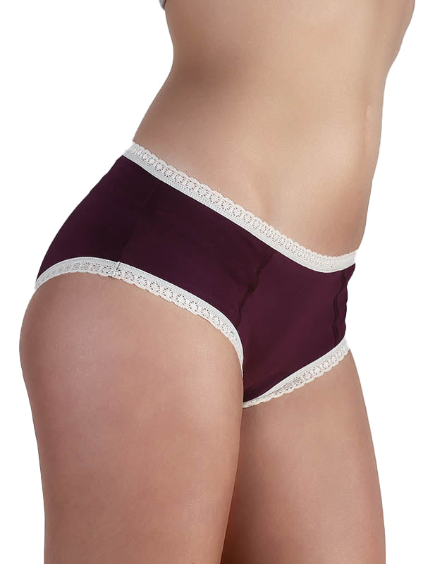 1131-04 | Damen Hipster mit Spitze - Aubergine