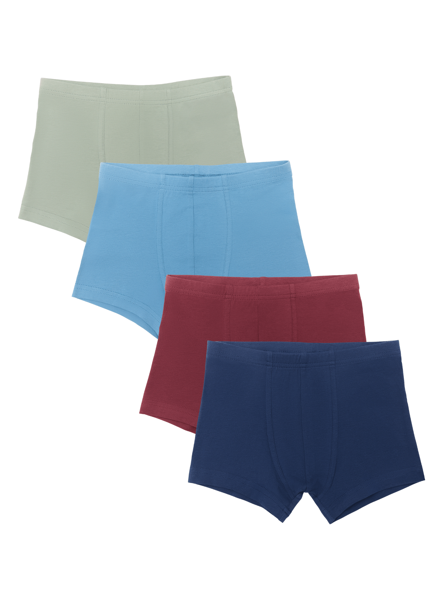 4er-Set Jungen-Retroshorts – Admiralblau, Bordeaux, Denimblau - Evermind.eco