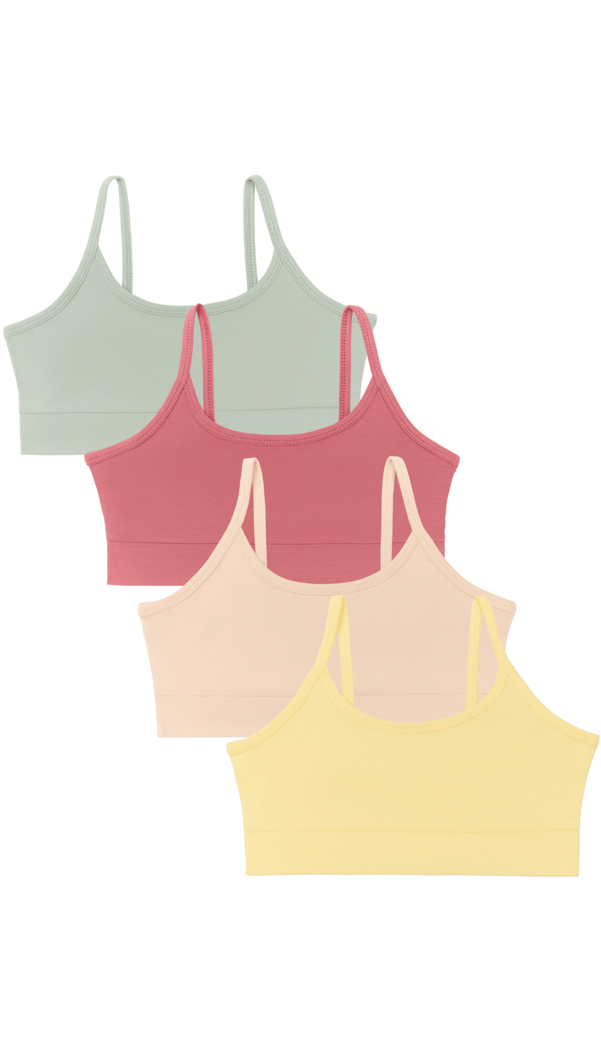 4er-Set Mädchen-Bustiers – Beige, Dorée, Eisberggrün - Evermind.eco