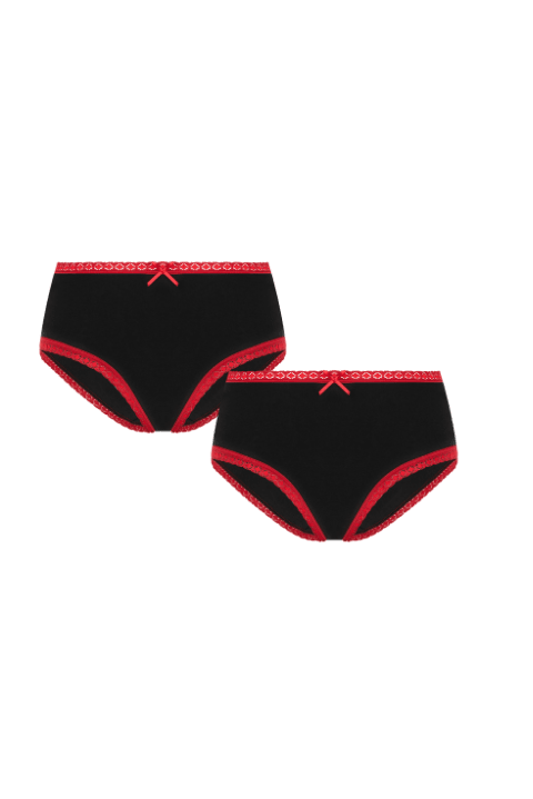 Bio-Baumwoll-Hipster mit Spitze & Schleife - 2er Pack - Evermind.eco