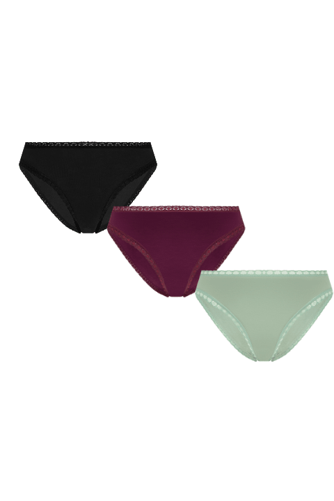 Bio-Baumwoll-Slip mit Spitze – 3er Pack - Evermind.eco