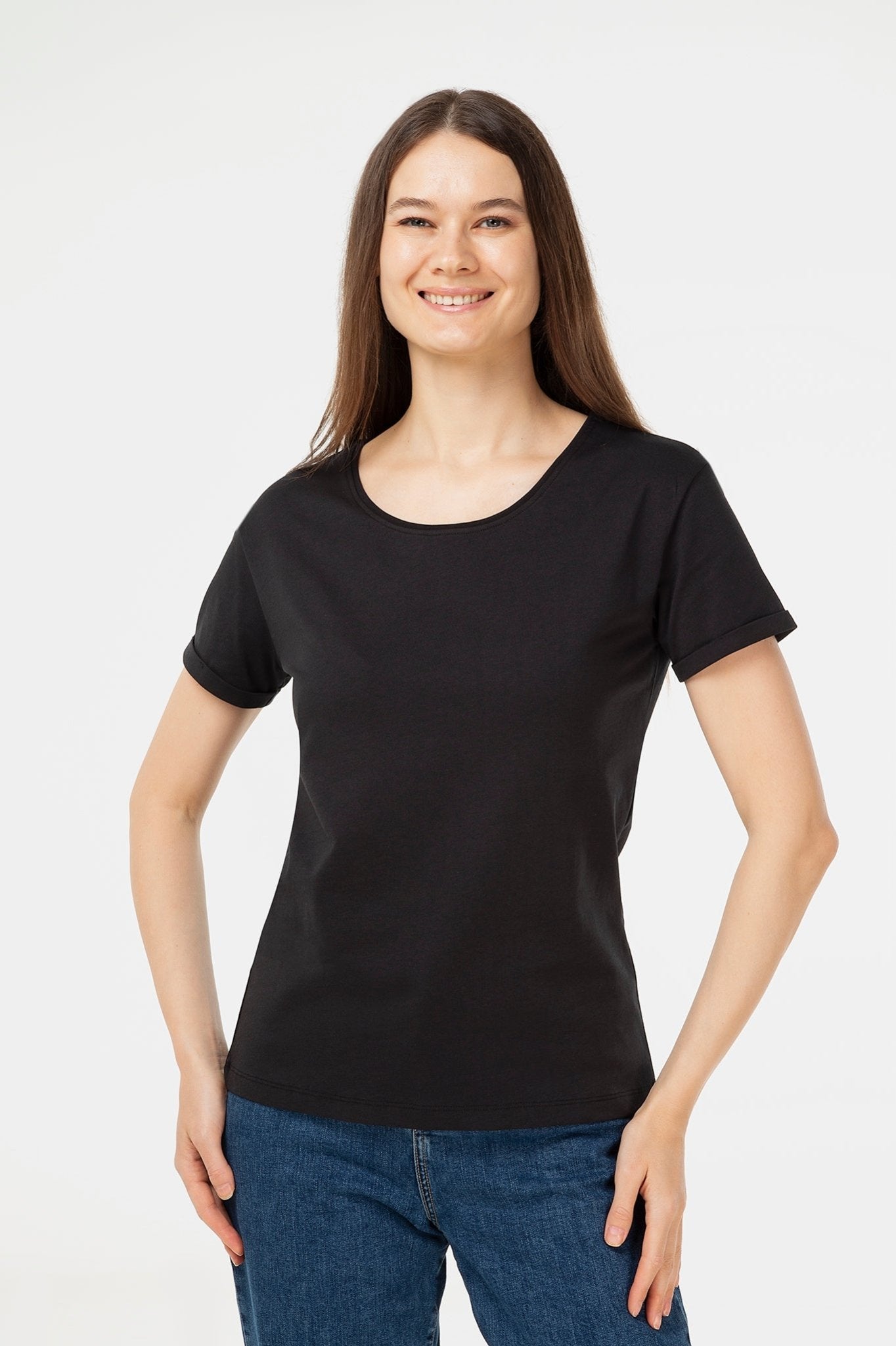 Bio-Baumwoll T-Shirt mit Turn-Up-Ärmeln - Evermind.eco