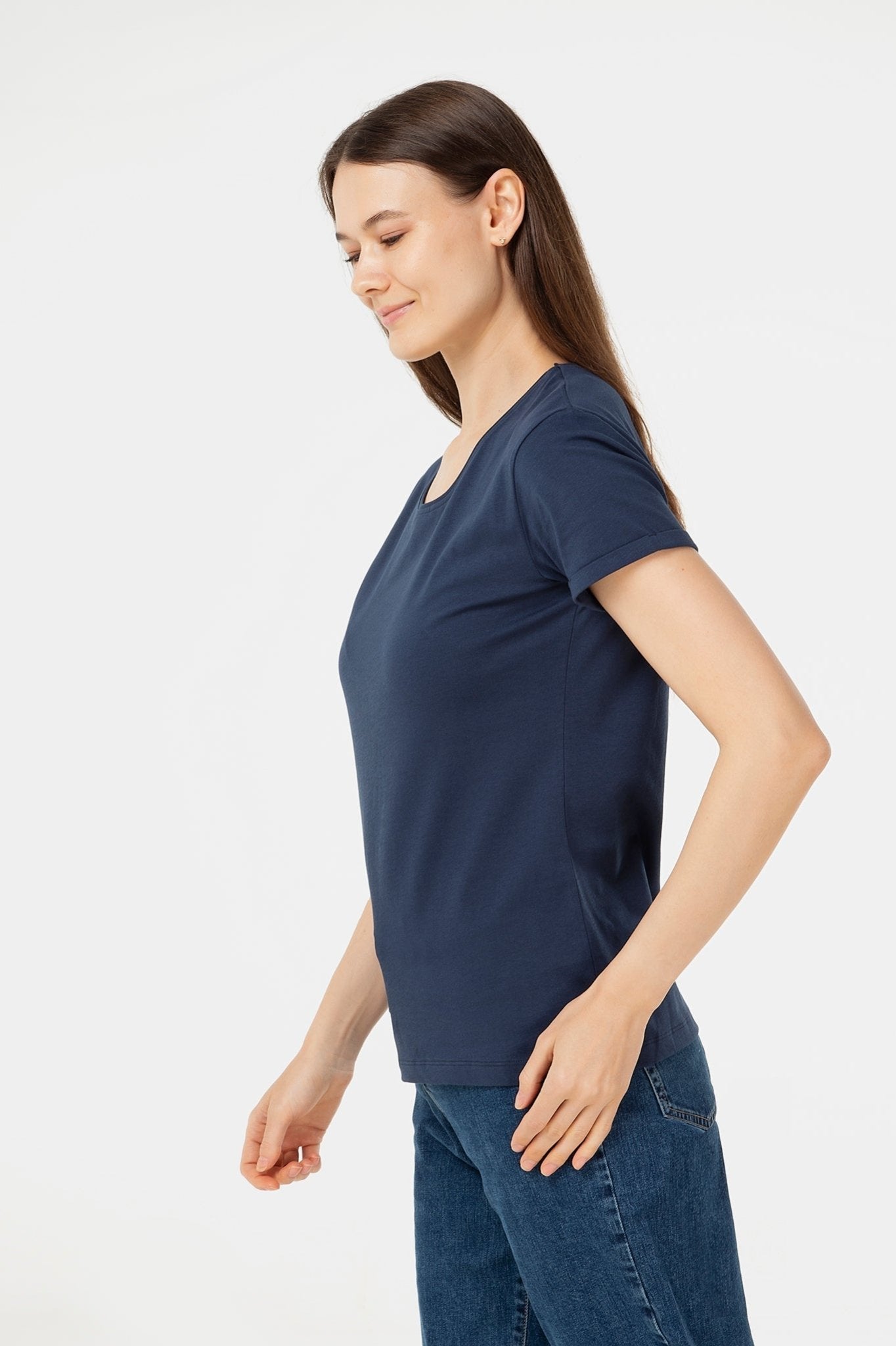 Bio-Baumwoll T-Shirt mit Turn-Up-Ärmeln - Evermind.eco