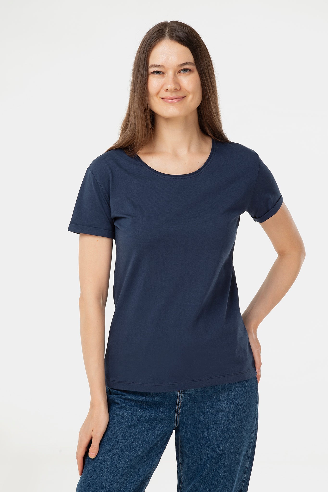 Bio-Baumwoll T-Shirt mit Turn-Up-Ärmeln - Evermind.eco