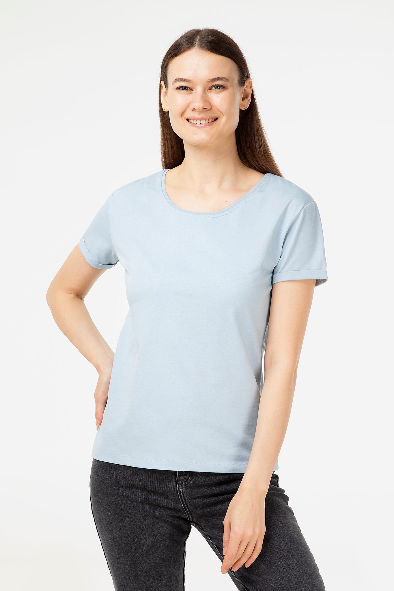 Bio-Baumwoll T-Shirt mit Turn-Up-Ärmeln - Evermind.eco