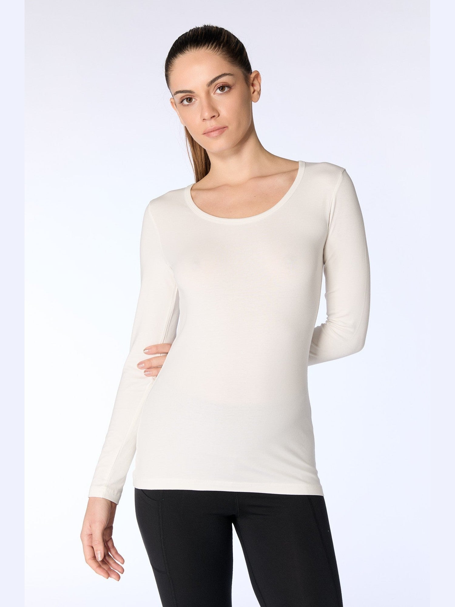 Damen Bio-Baumwoll Langarmshirt stretch - Evermind.eco