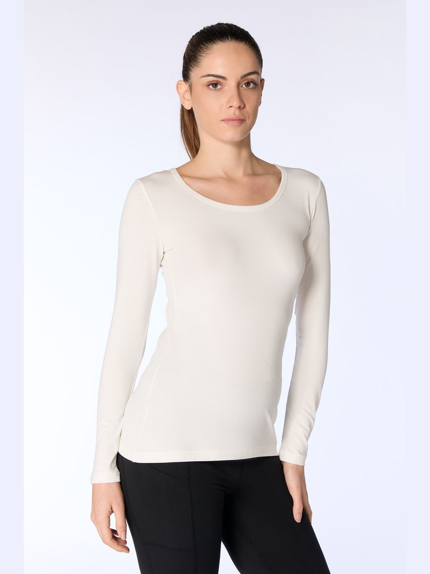 Damen Bio-Baumwoll Langarmshirt stretch - Evermind.eco