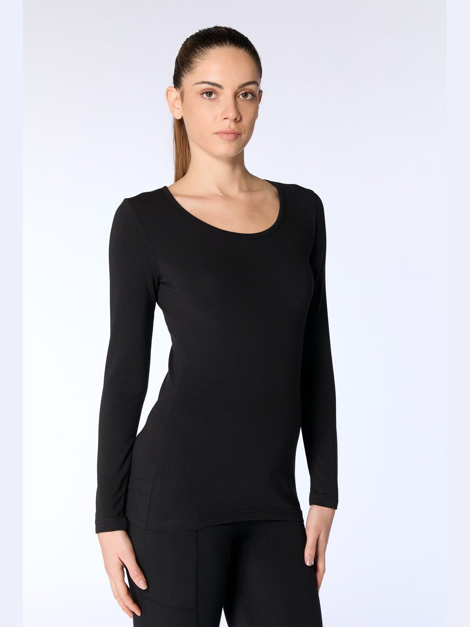 Damen Bio-Baumwoll Langarmshirt stretch - Evermind.eco
