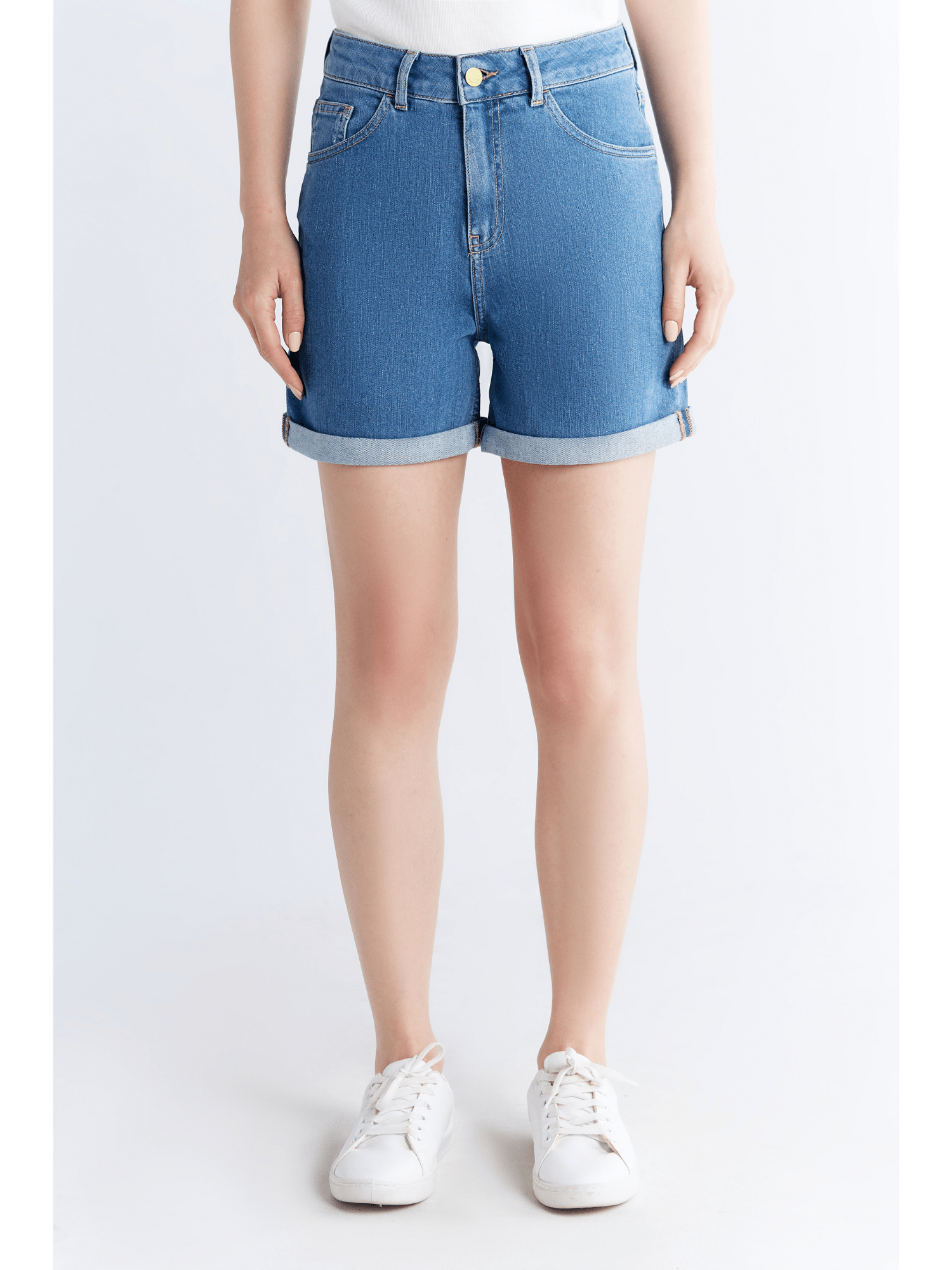 Damen Super Stretch Mom Fit Denimshorts - Evermind.eco