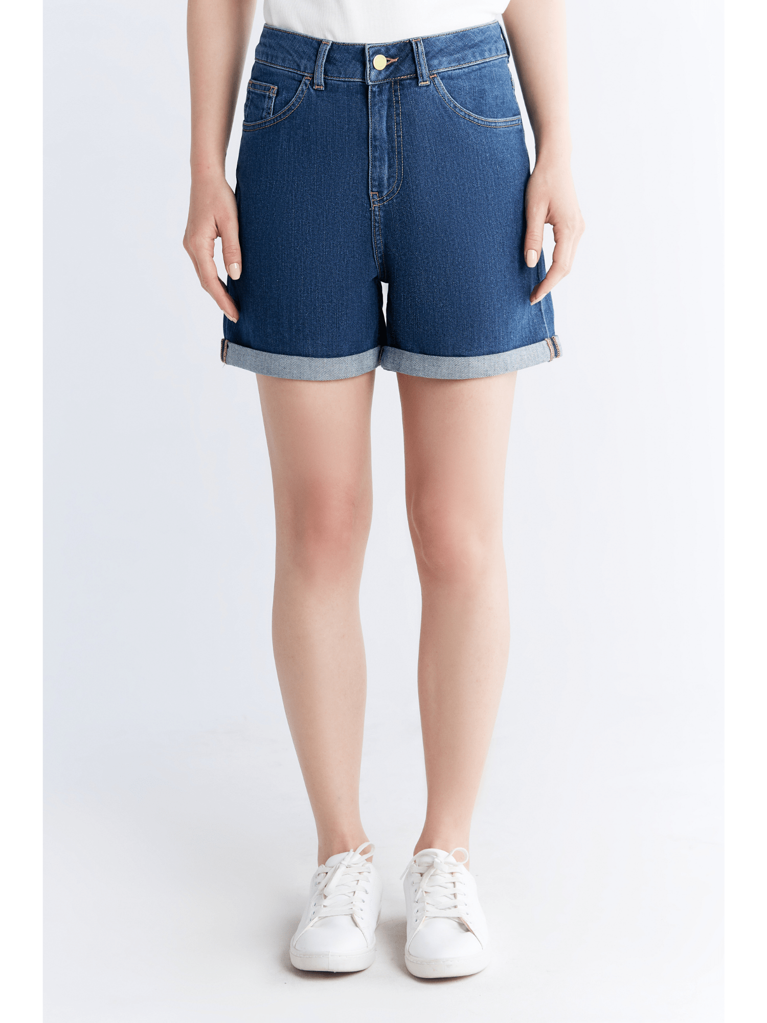Damen Super Stretch Mom Fit Denimshorts - Evermind.eco