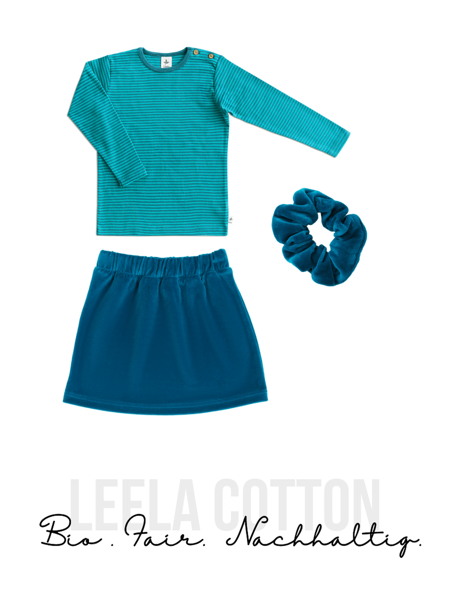 Mädchen-Set: Nicky-Rock, Shirt & Scrunchie - Evermind.eco