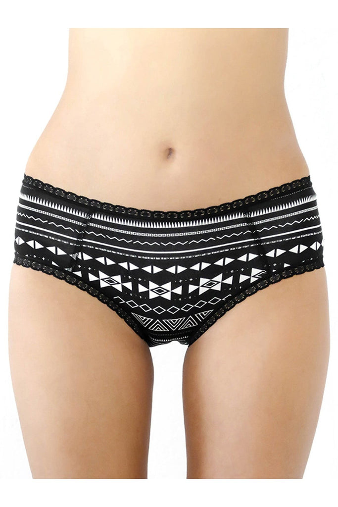 1131-13 | Damen Hipster mit Spitze - Schwarz-Weiss