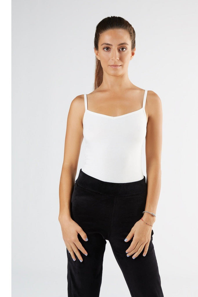 1216-022 | Women Stretched Top with Spaghetti Straps - off-white