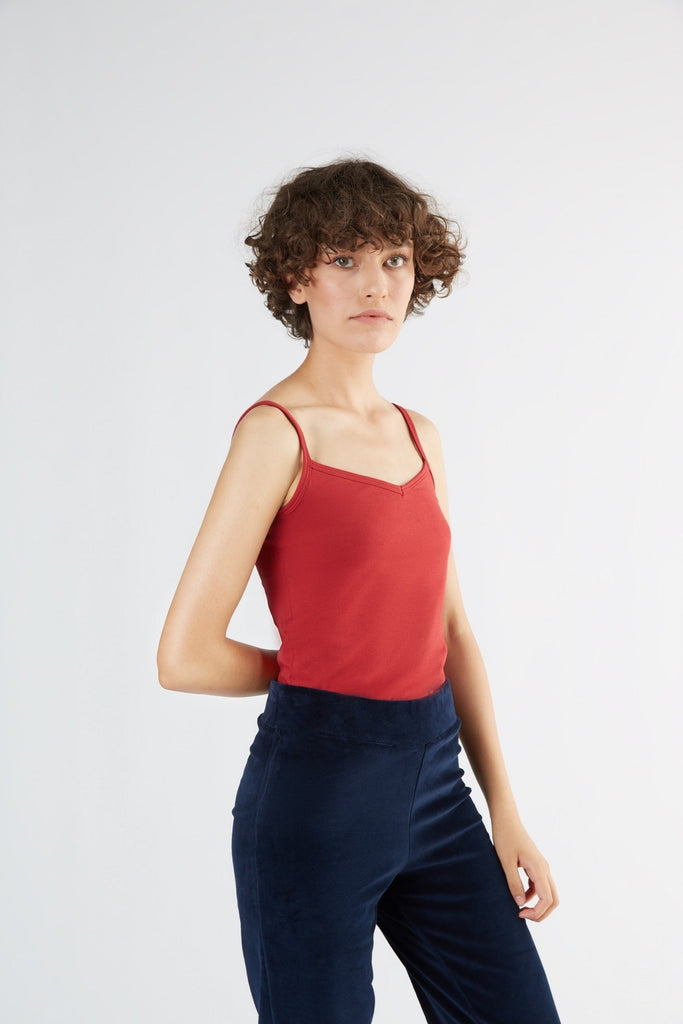 1216-024 | Women Stretched Top with Spaghetti Straps - Red