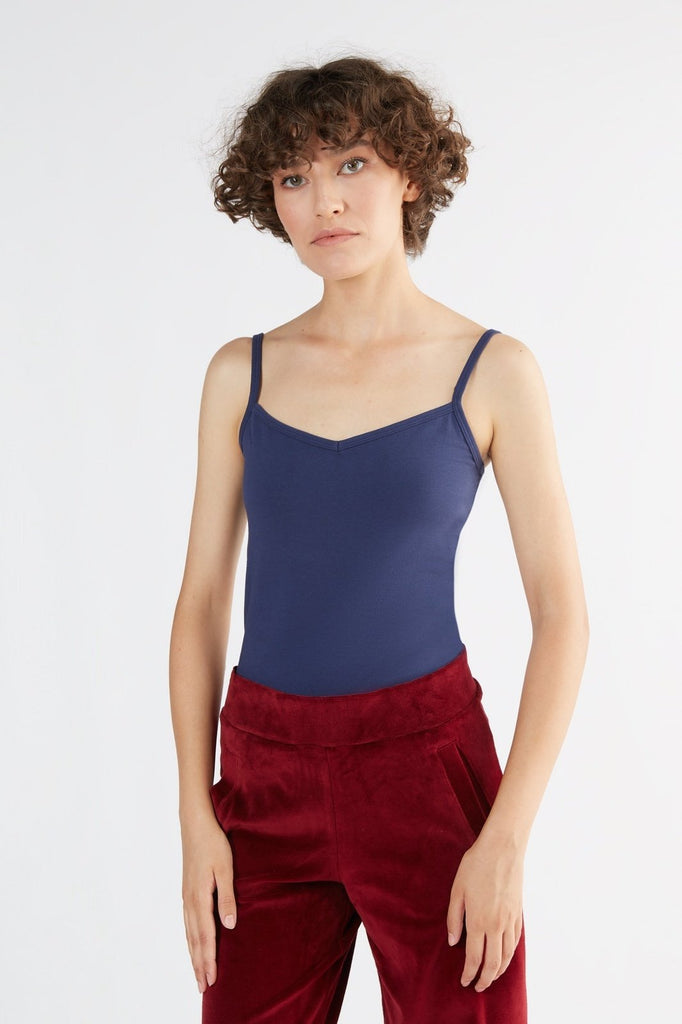 1216-027 | Women Stretched Top with Spaghetti Straps - Dark Blue