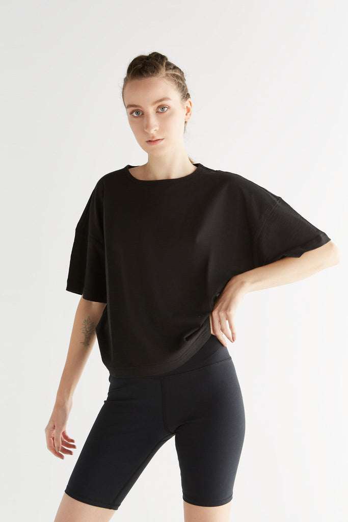 1220-021 | Women Slub loose-fit T-Shirt - Black