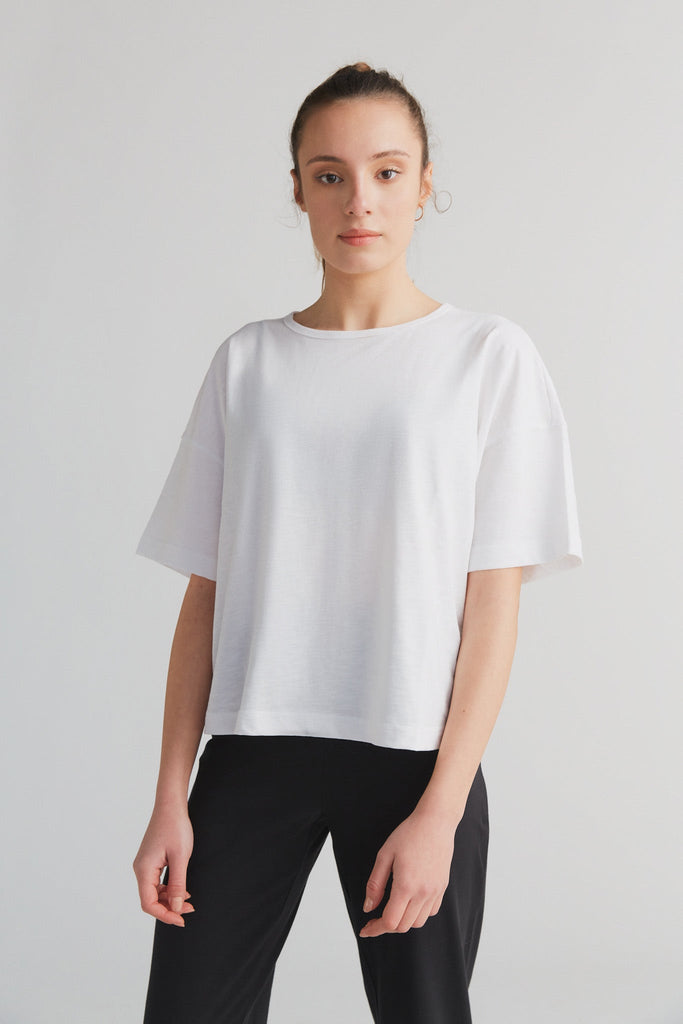 1220-022 | Women Slub loose-fit T-Shirt - Off-White