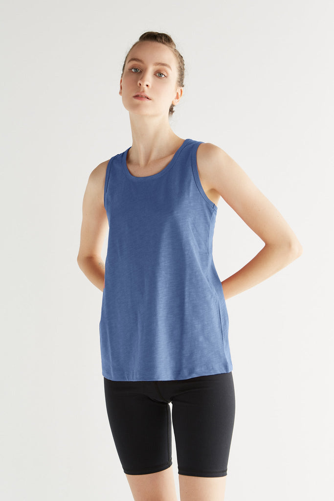 1225-054 | Damen Flamméjersey-Top - Enzianblau