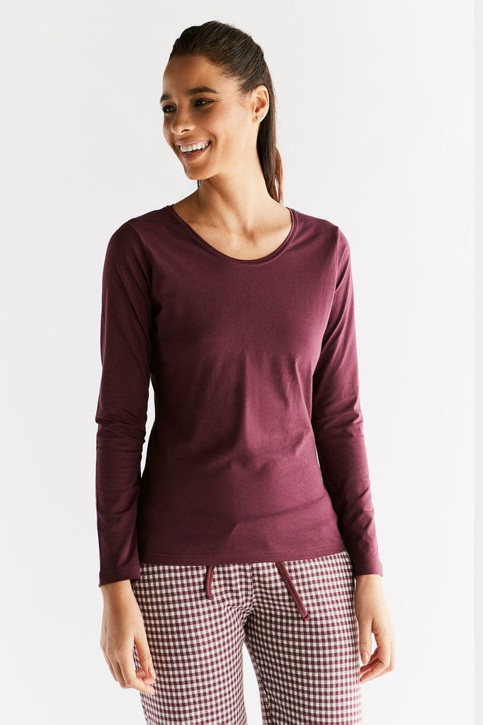 1251-02 | Women Long Sleeve Shirt - Eggplant