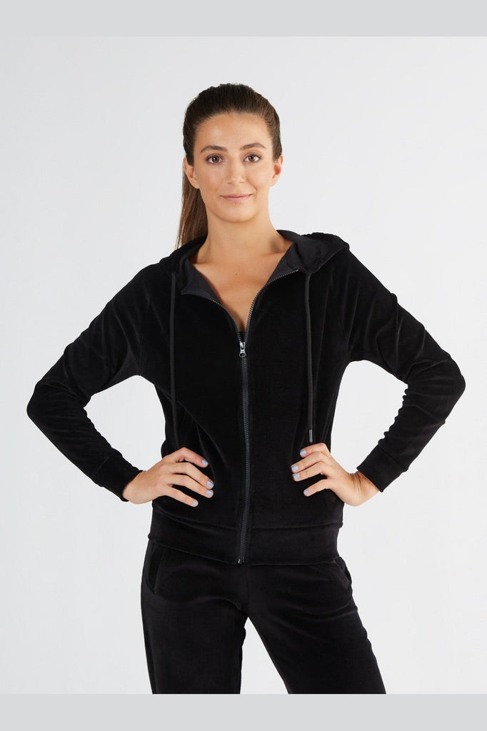 1271-01 | Women velour Hooded Jacket - Black