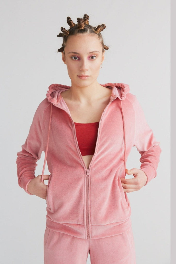 1271-042 | Women velour Hooded Jacket - Rosé