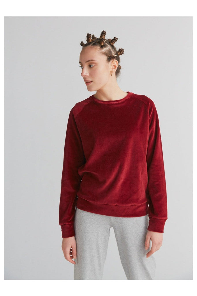 1277-030 | Women velour Sweatshirt - Bordeaux