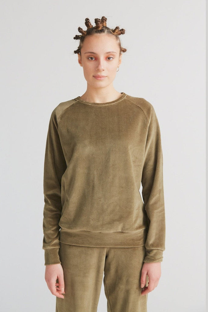 1277-041 | Women velour Sweatshirt - Olive