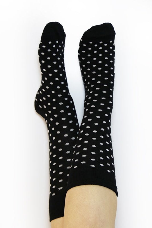 1316 | Unisex Socks (6-Pack) - Black-White DOTS