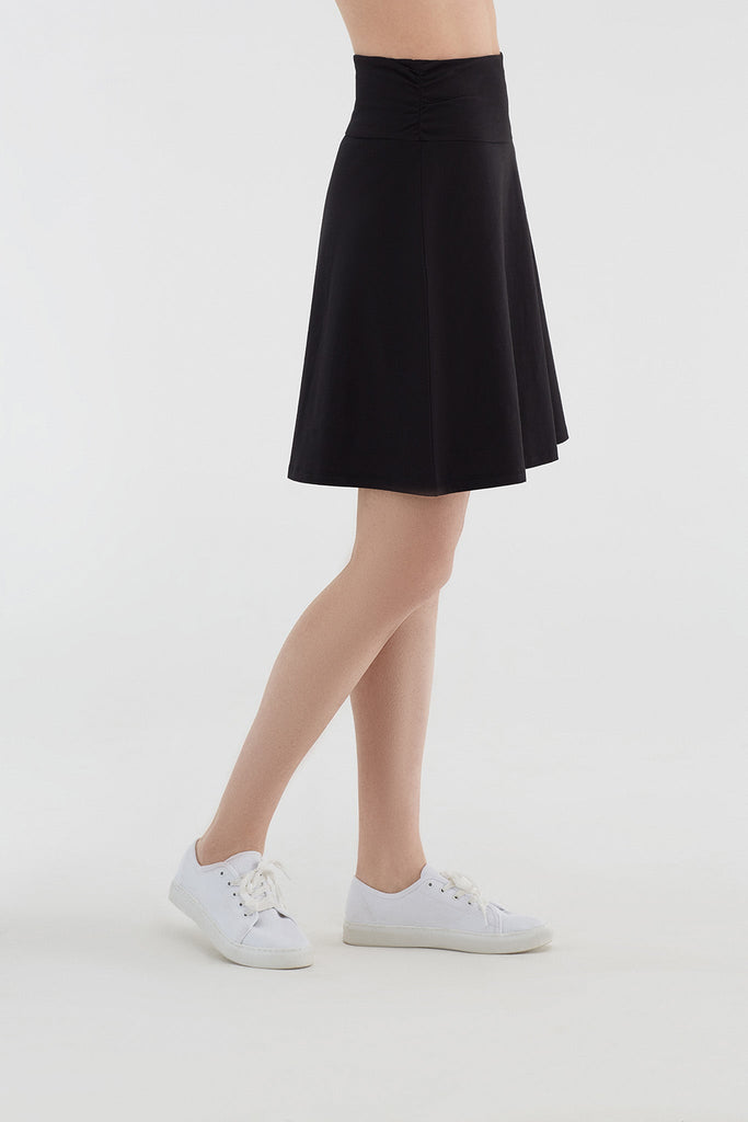 1418-01 | A-Line Skirt with Comfort Waistband - Black