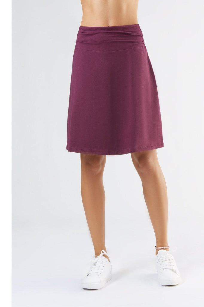 1418-028 | A-Line Skirt with Comfort Waistband - Eggplant