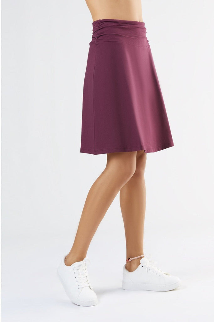 1418-028 | A-Line Skirt with Comfort Waistband - Eggplant