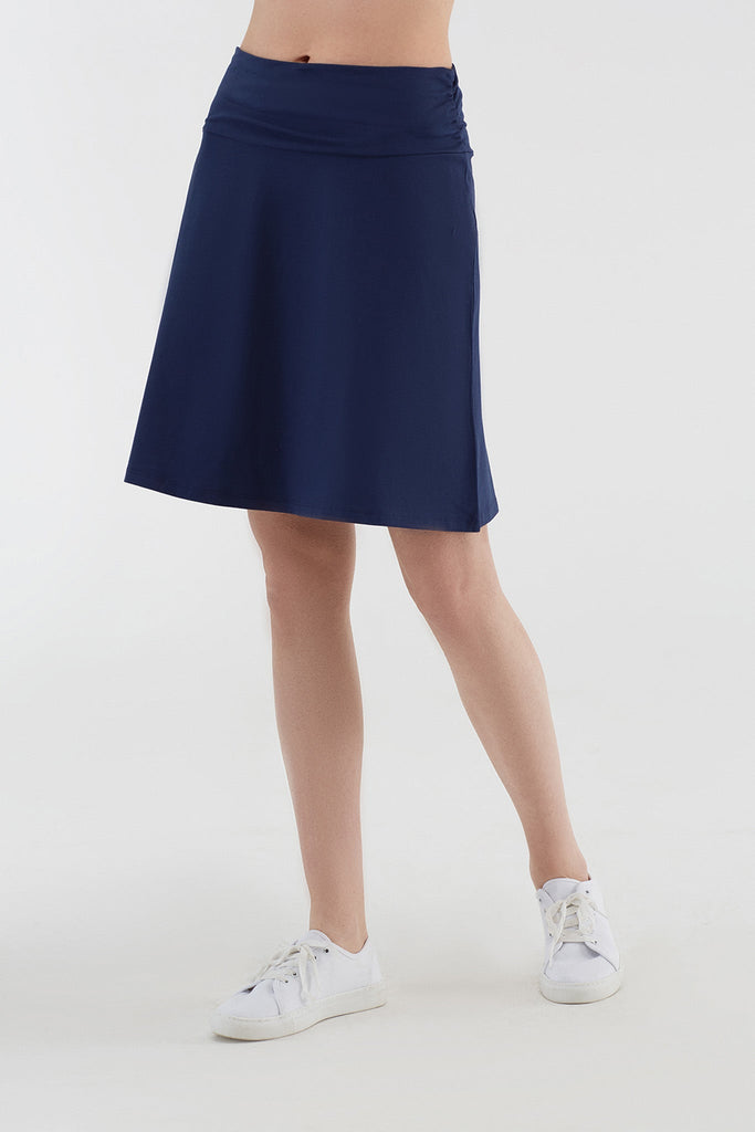 1418-02 | A-Line Skirt with Comfort Waistband - Admiral Blue