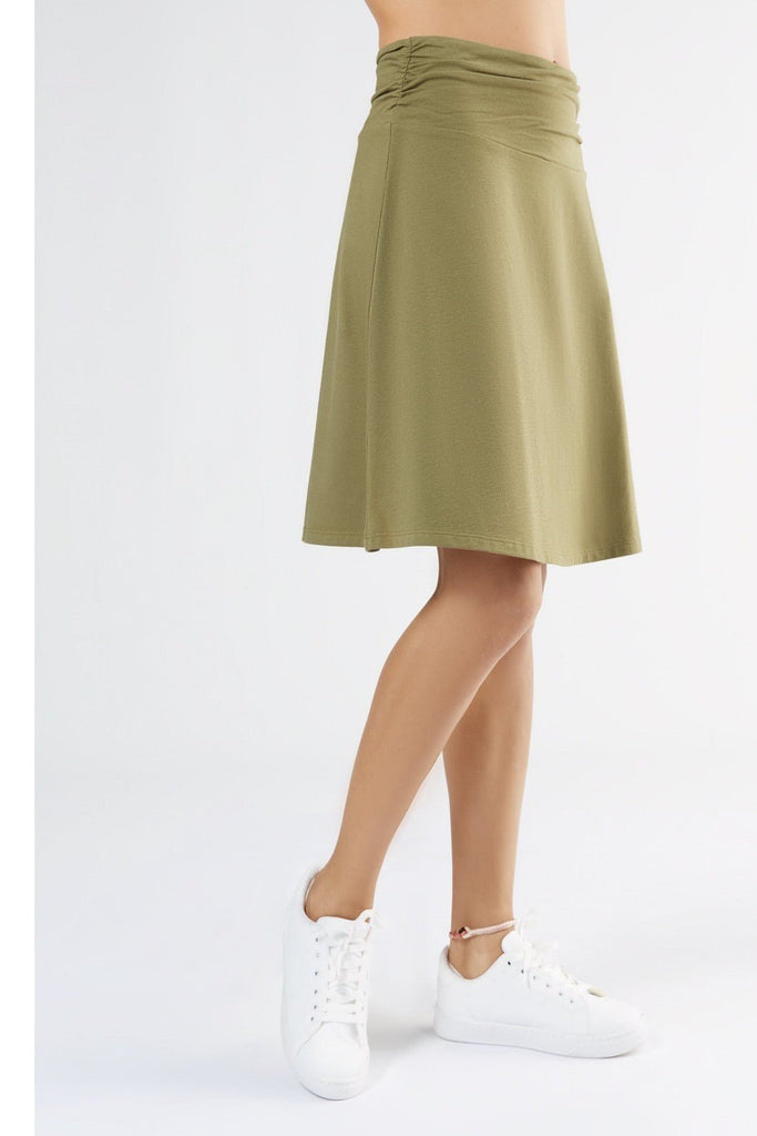 1418-041 | A-Line Skirt with Comfort Waistband - Olive