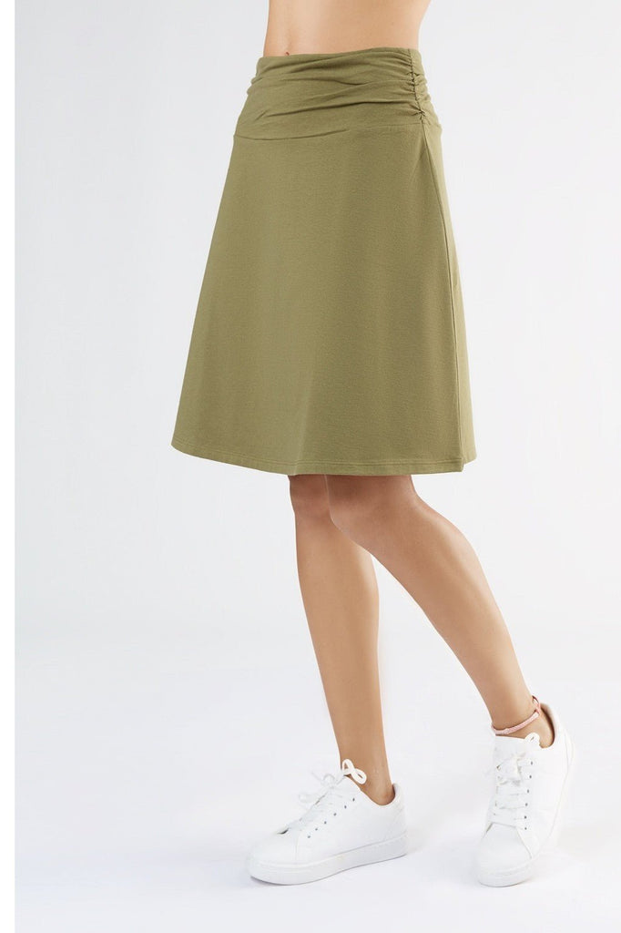 1418-041 | A-Line Skirt with Comfort Waistband - Olive