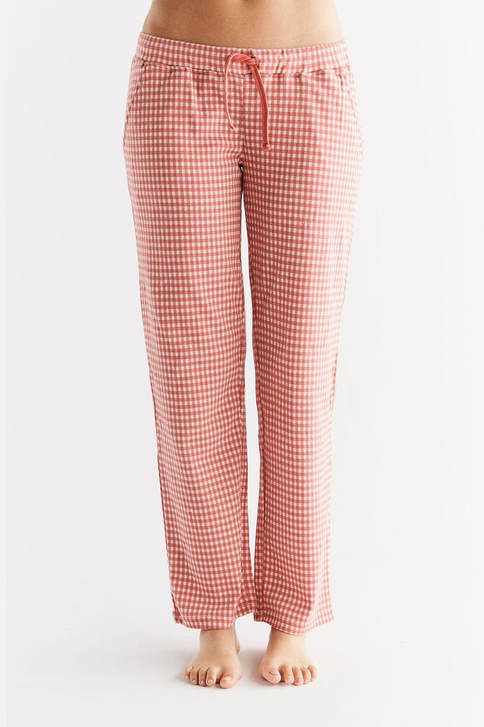 1455-02 | Women Homewear Trouser checked - Dustycedar-white