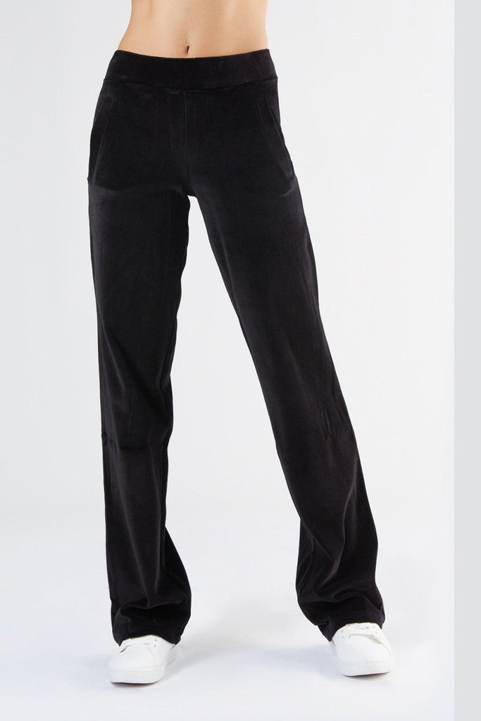 1464-01 | Women Straight Leg velour Pant - Black